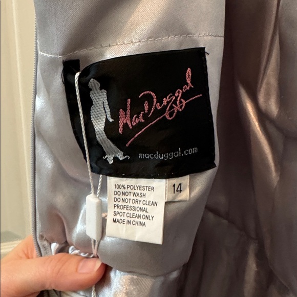 NWT Mac Duggal Embroidered Illusion High Neck Long Sleeve A Line Gown Size 14 - Picture 10 of 12